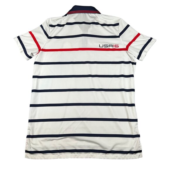 Ralph Lauren RLX Mens L White Stripe Ryder Cup USA 2016 Logo Golf Polo Shirt - Picture 10 of 12